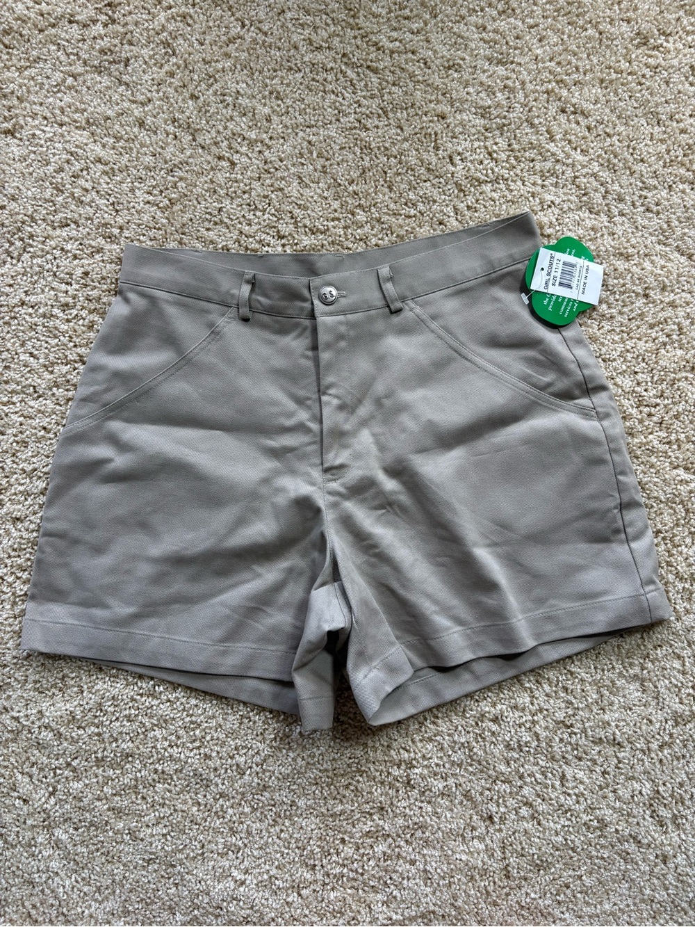 Official Girl Scouts Cadette Senior Uniform Shorts Khaki Size 11/12 Made in USA